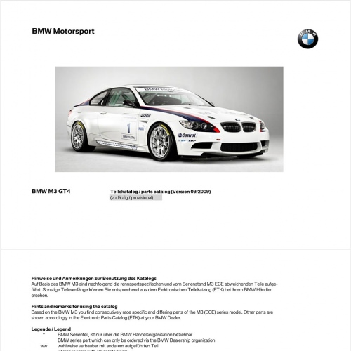 Plus d’informations sur « Catalogue (de pièces) BMW M3 (E92) GT4 »