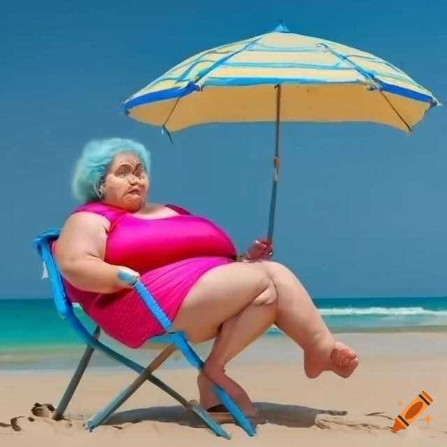 craiyon_171234_a_fat_elderly_woman_with_gray_blue_hair_sitting_in_a_low_beach_chair_on_the_beach_und.thumb.png.3e8d0e64c1cff37fa8450cf3e70a1729.png